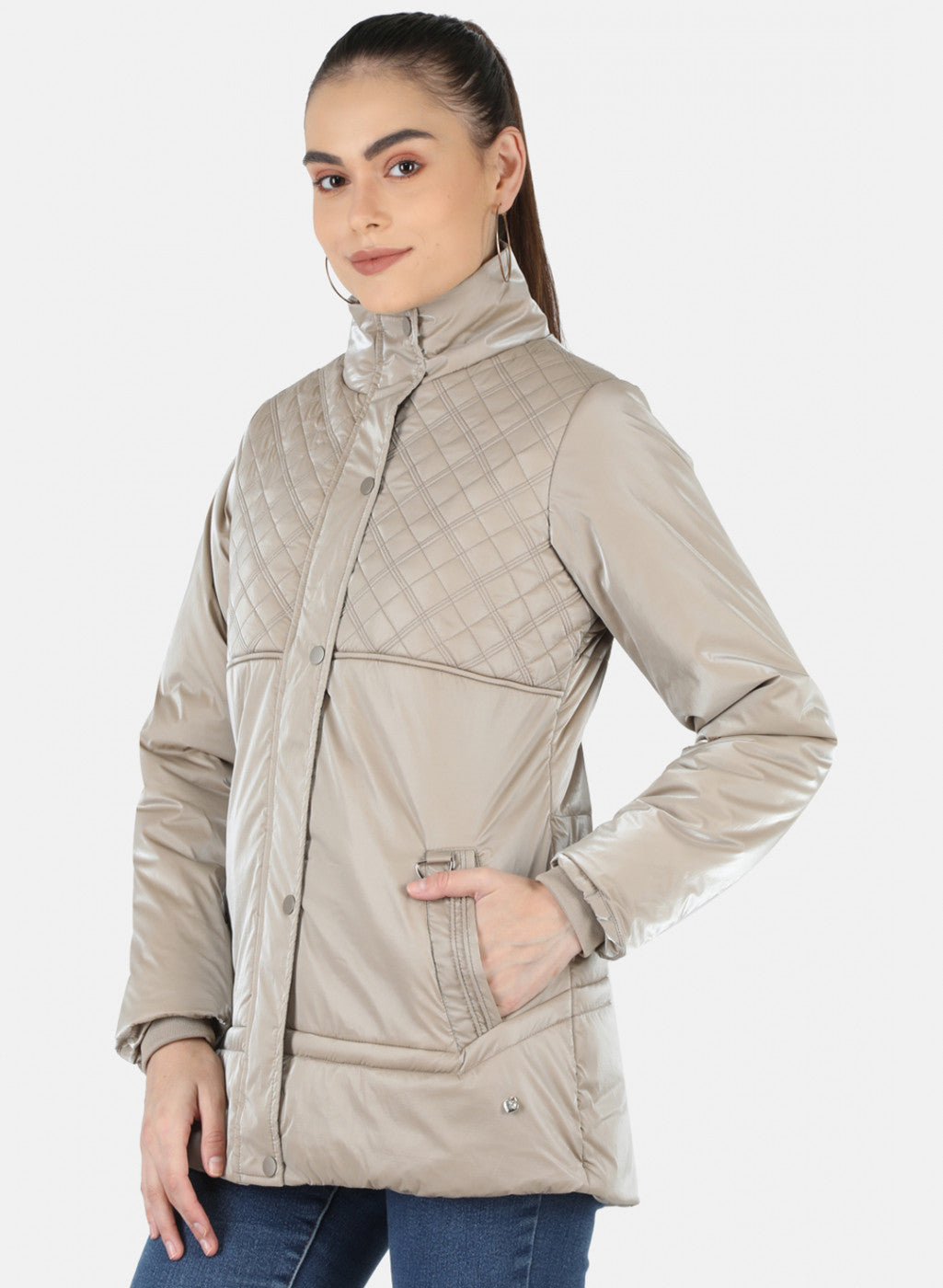 Women Beige Solid Jacket