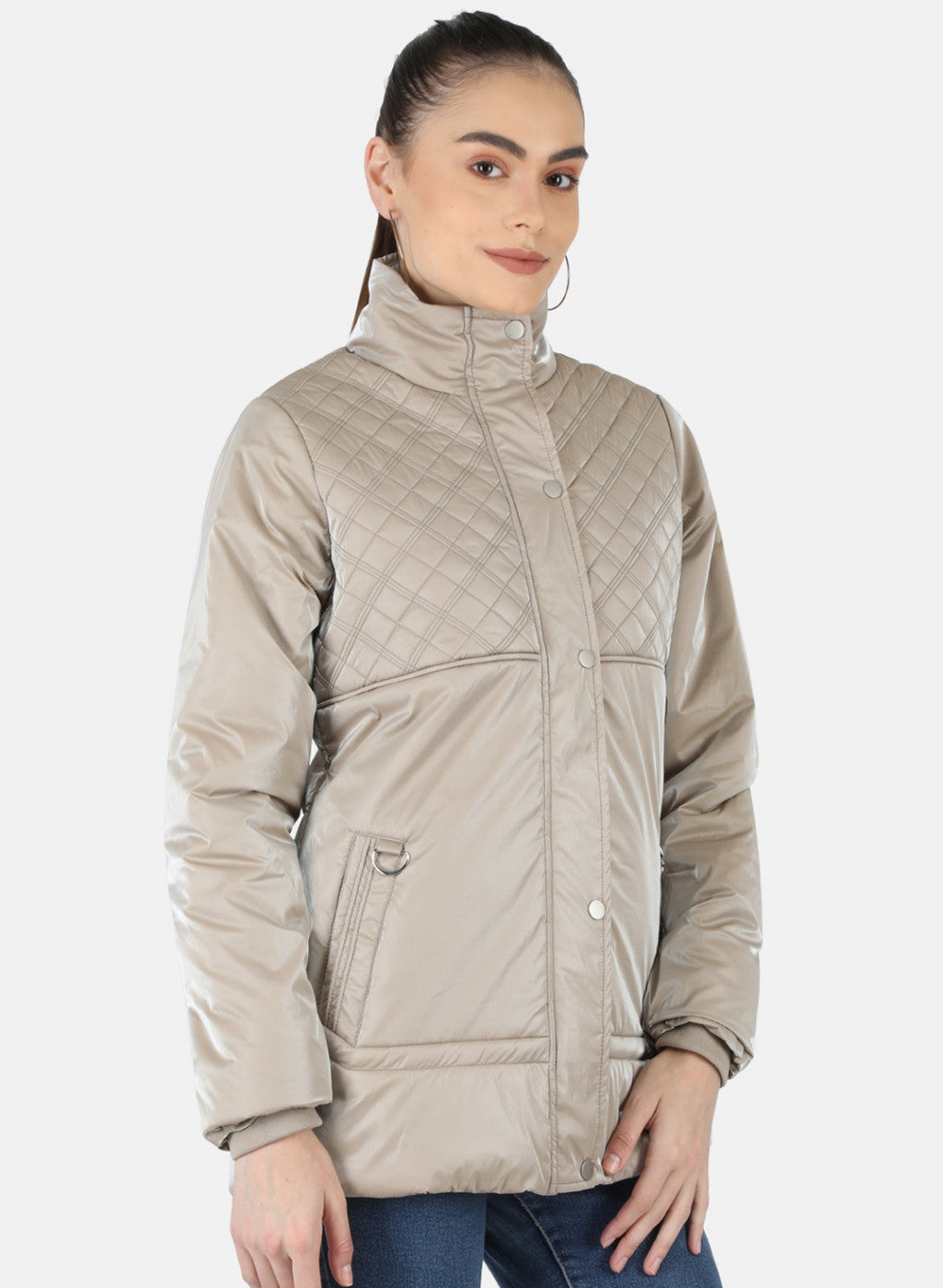 Women Beige Solid Jacket