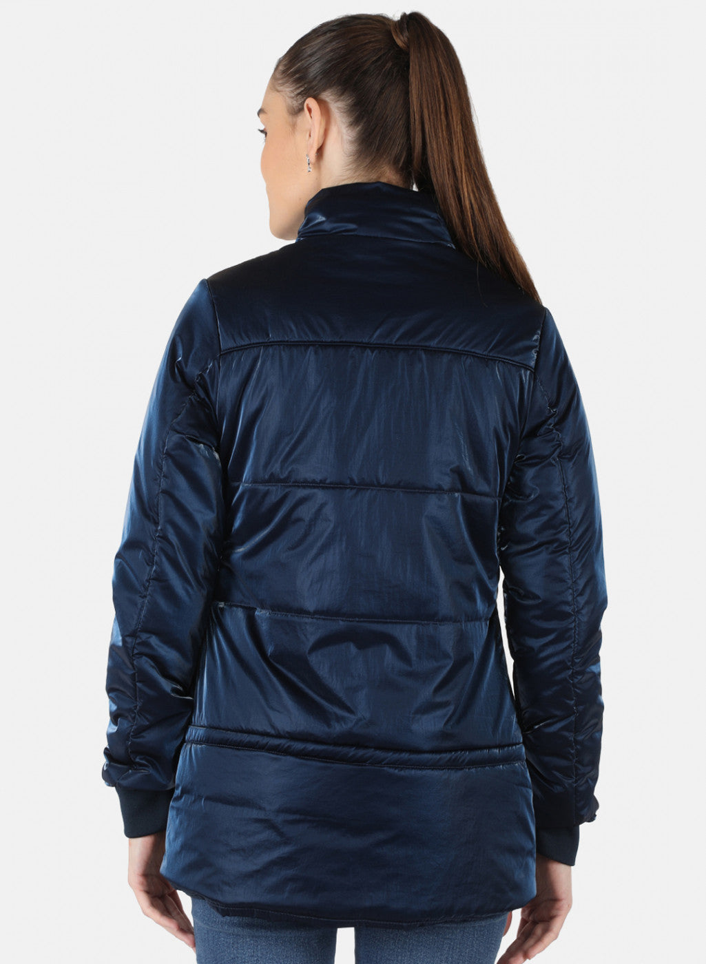 Women Navy Blue Solid Jacket