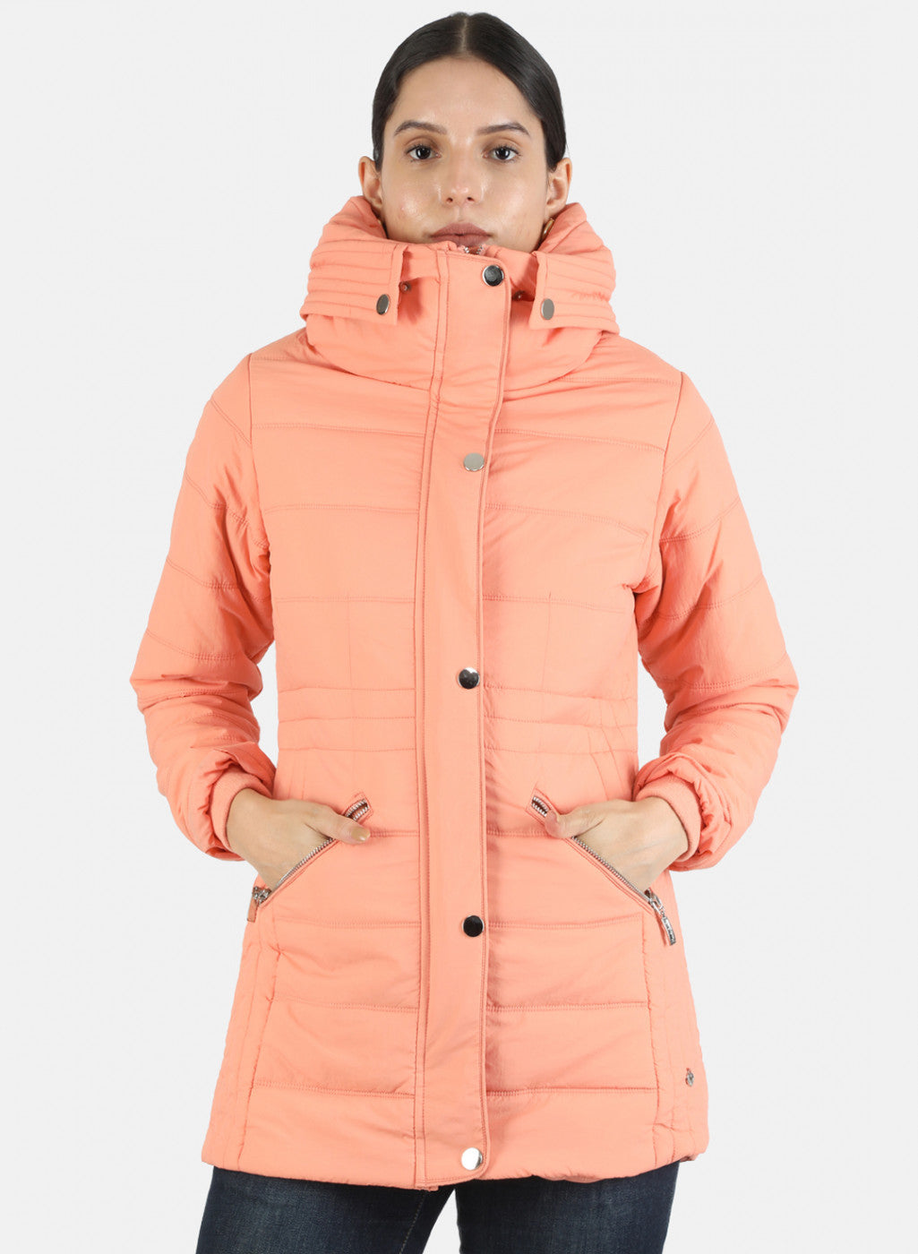 Women Peach Solid Jacket