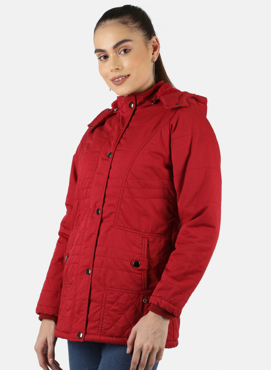 Women Red Solid Jacket