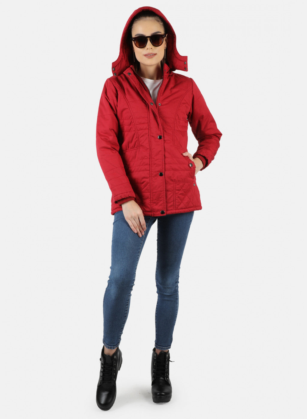 Women Red Solid Jacket