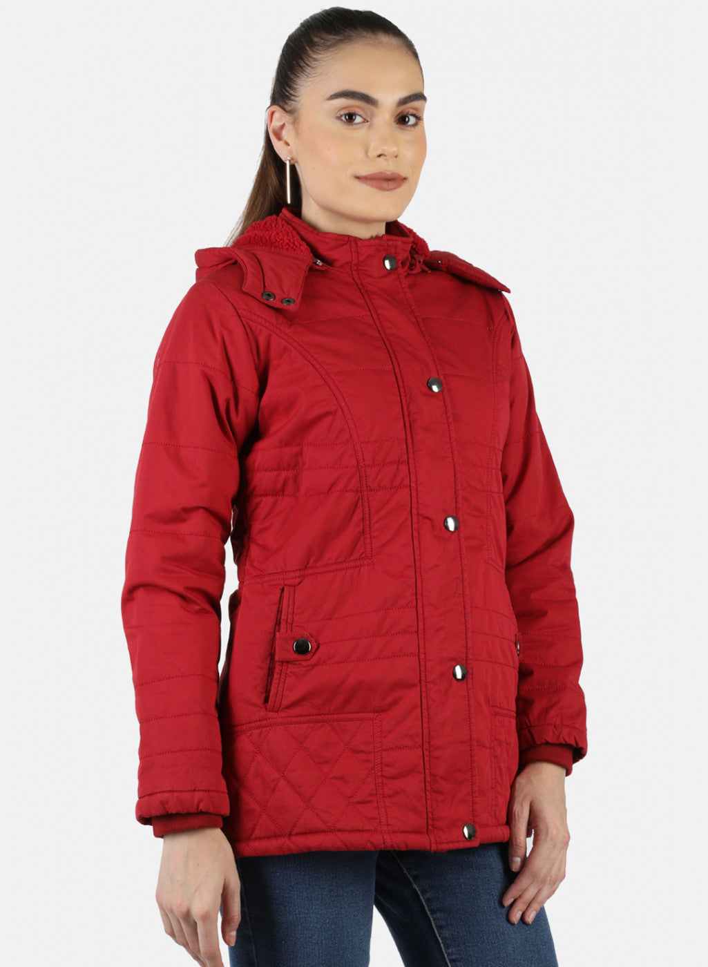 Women Red Solid Jacket