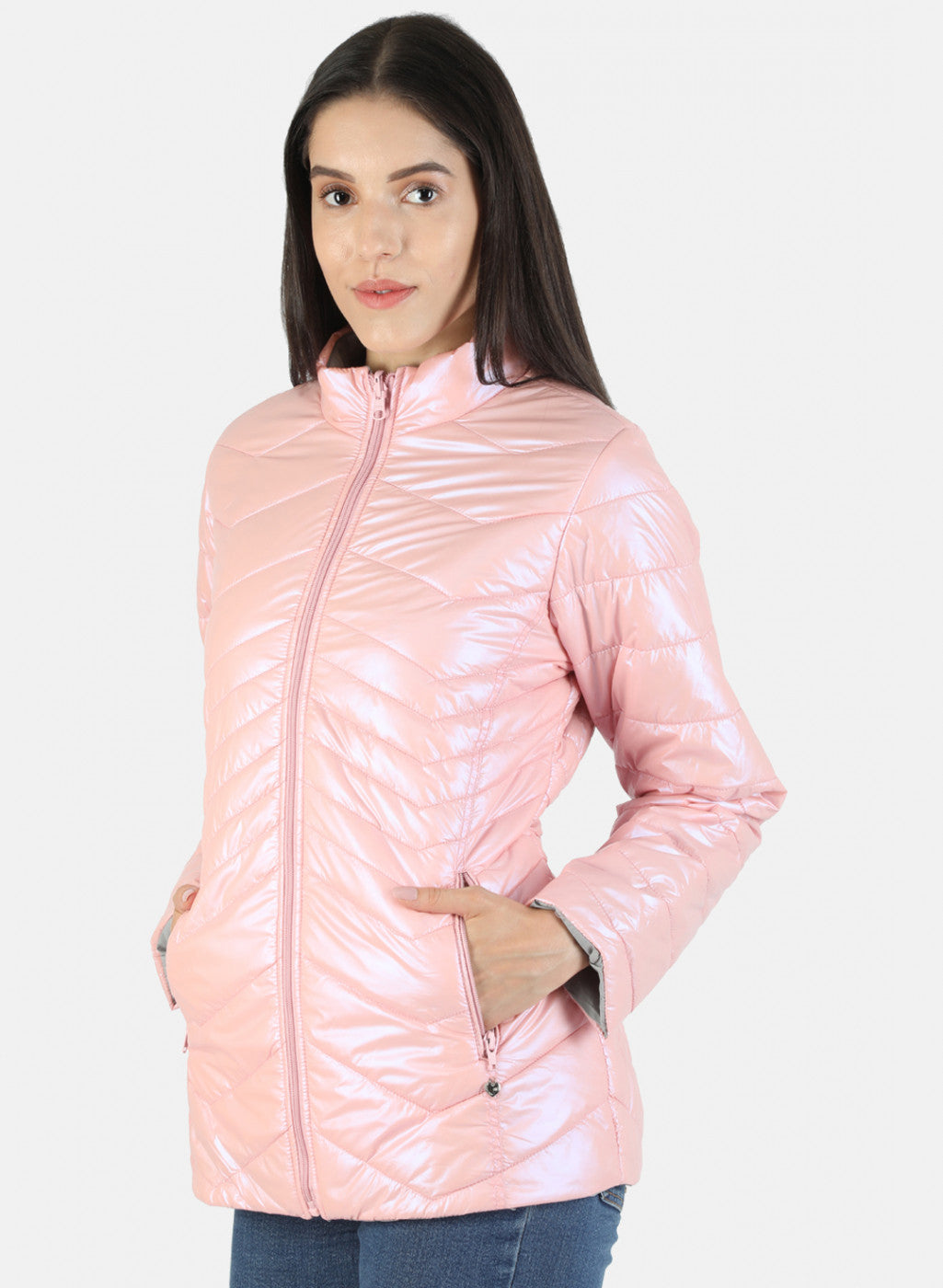 Women Pink Solid Jacket