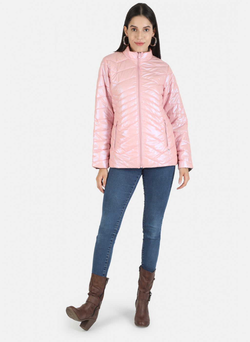 Women Pink Solid Jacket