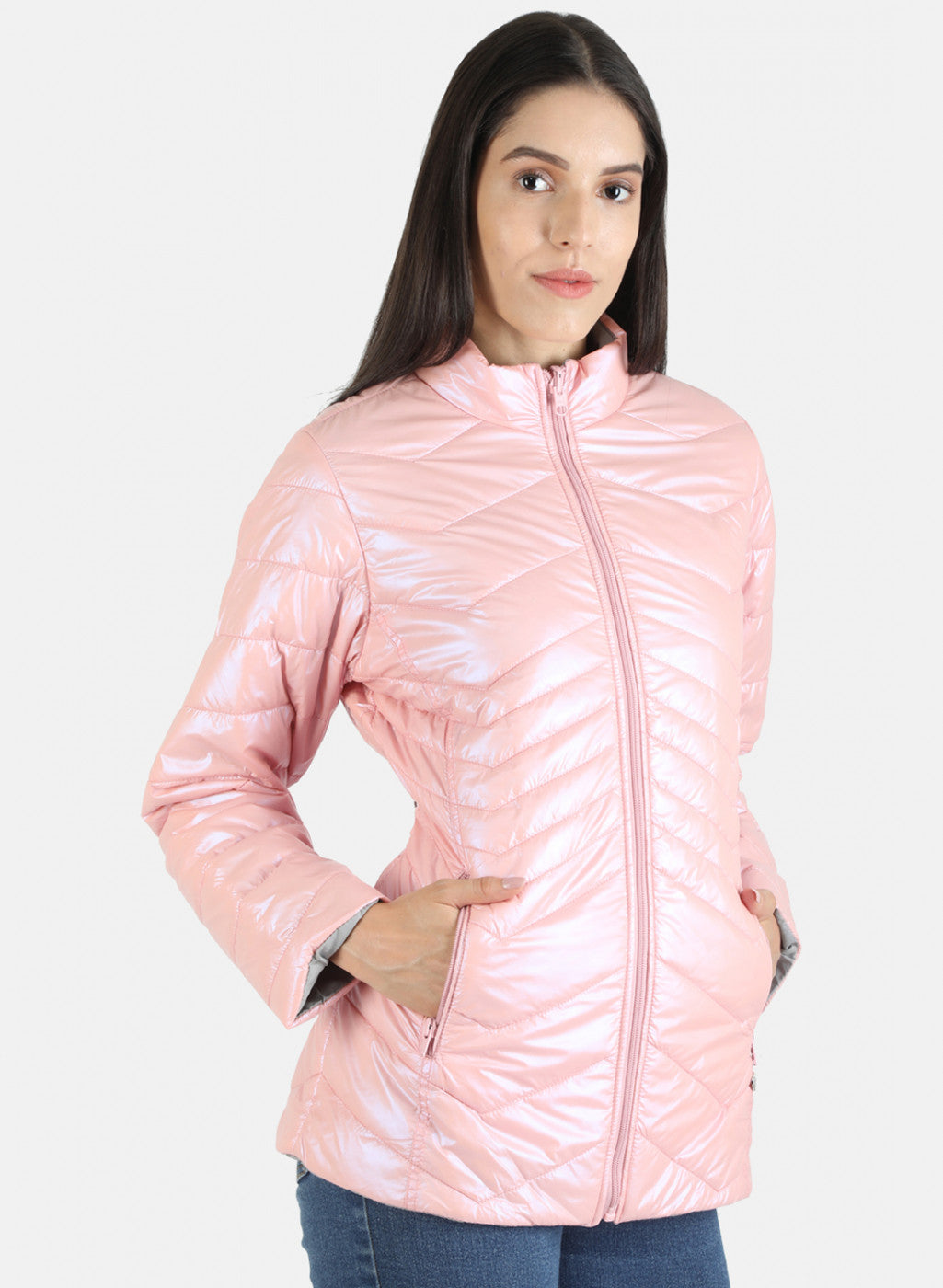 Women Pink Solid Jacket