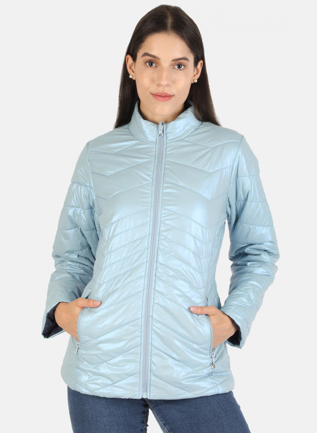 Women Blue Solid Jacket