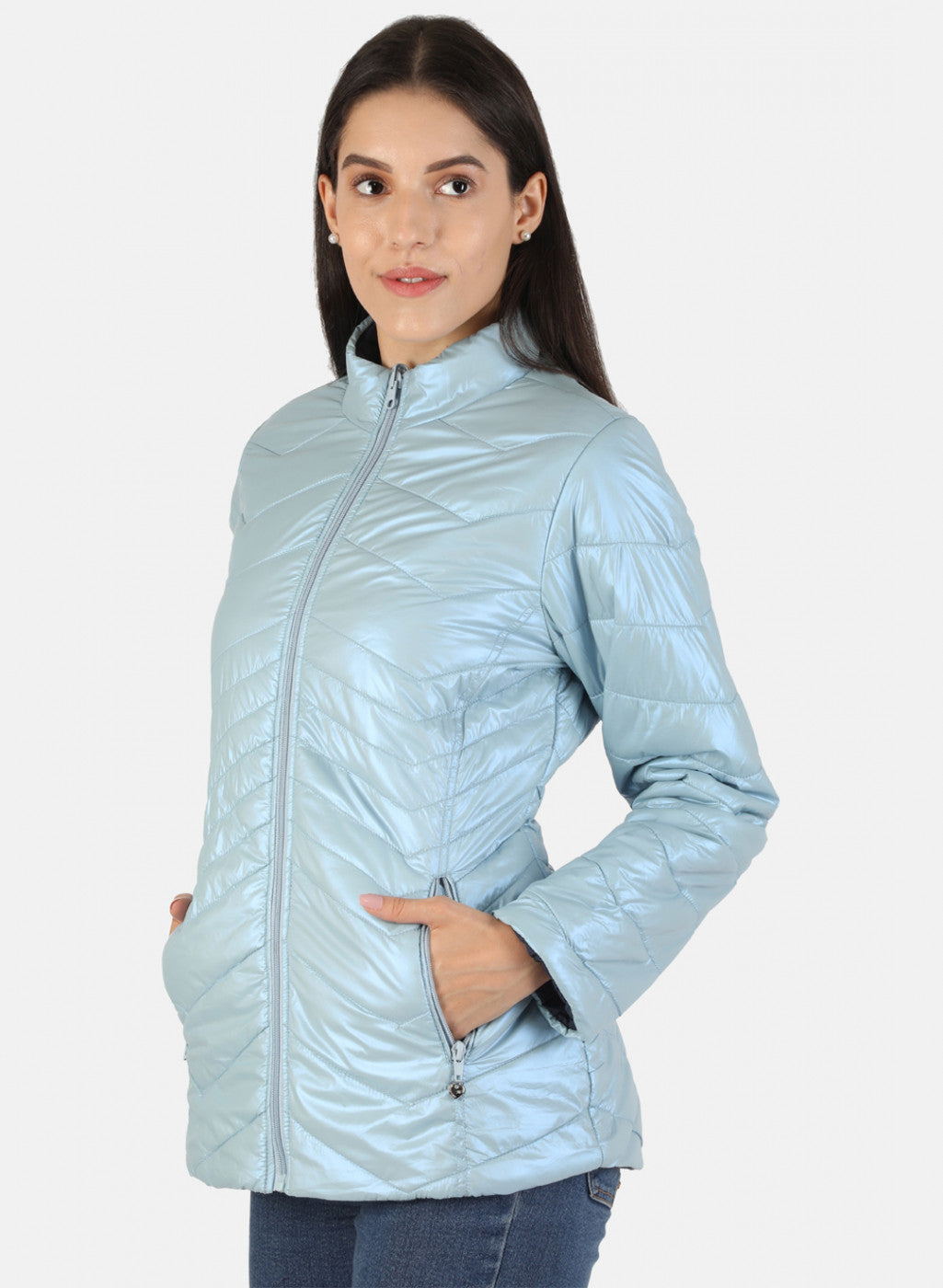 Women Blue Solid Jacket