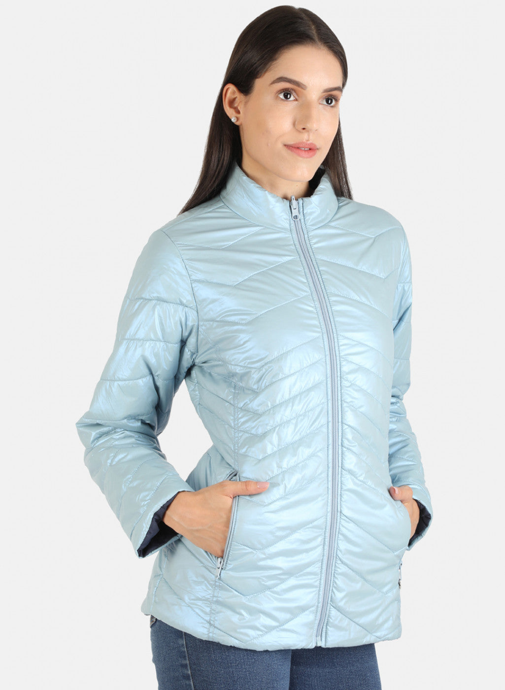 Women Blue Solid Jacket