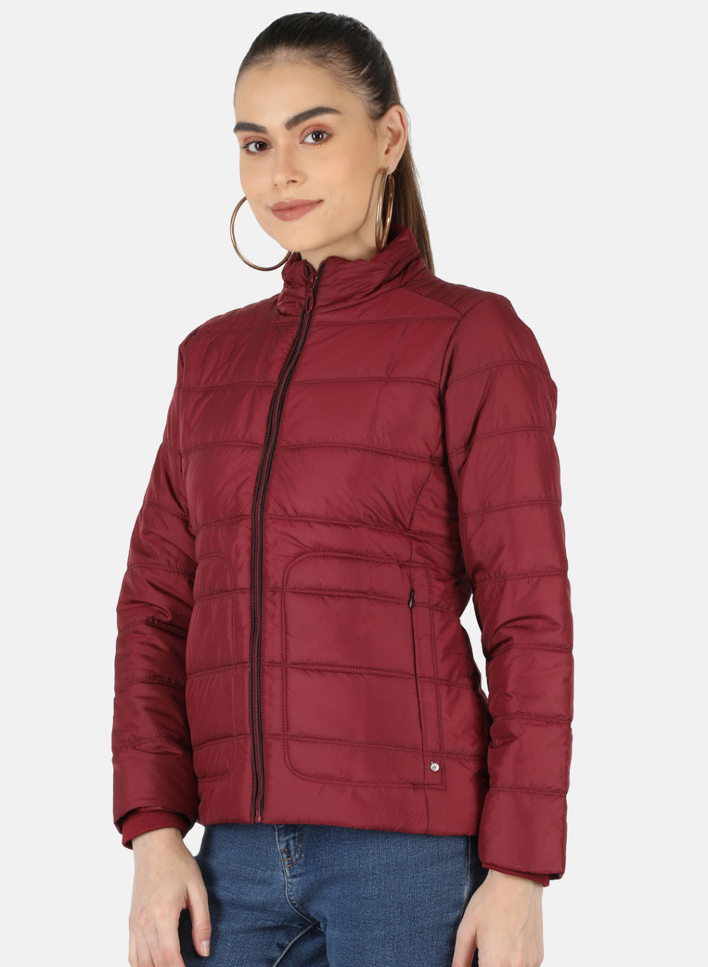 Women Purple Solid Jacket