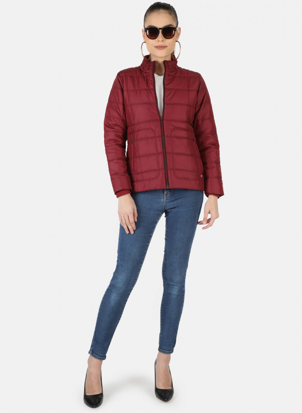 Women Purple Solid Jacket