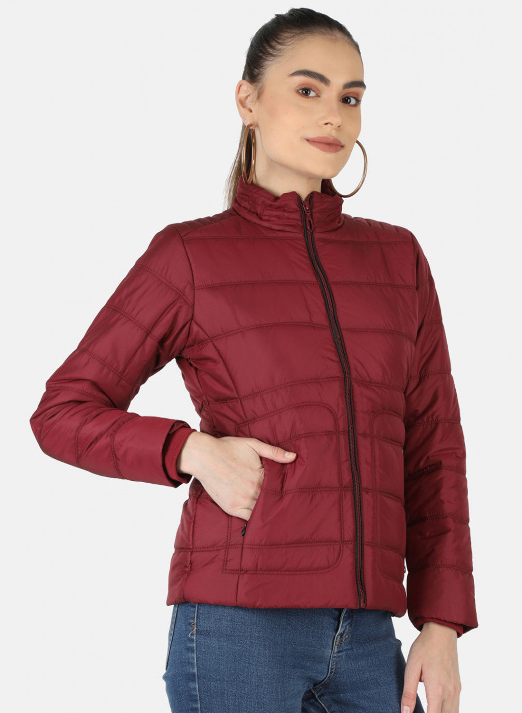 Women Purple Solid Jacket