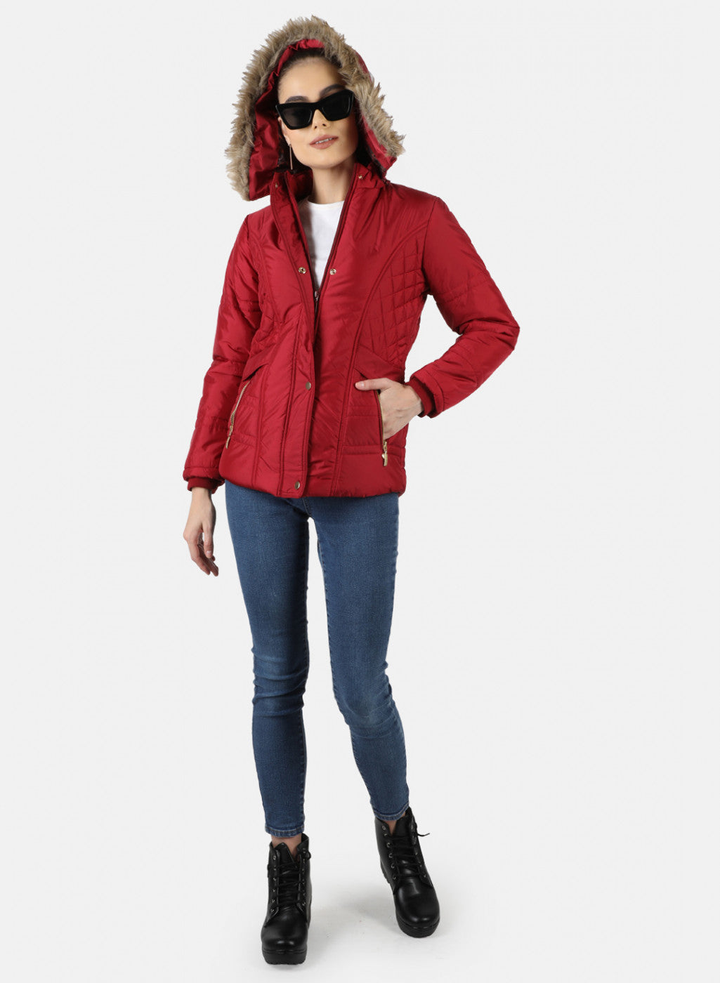 Women Red Solid Jacket