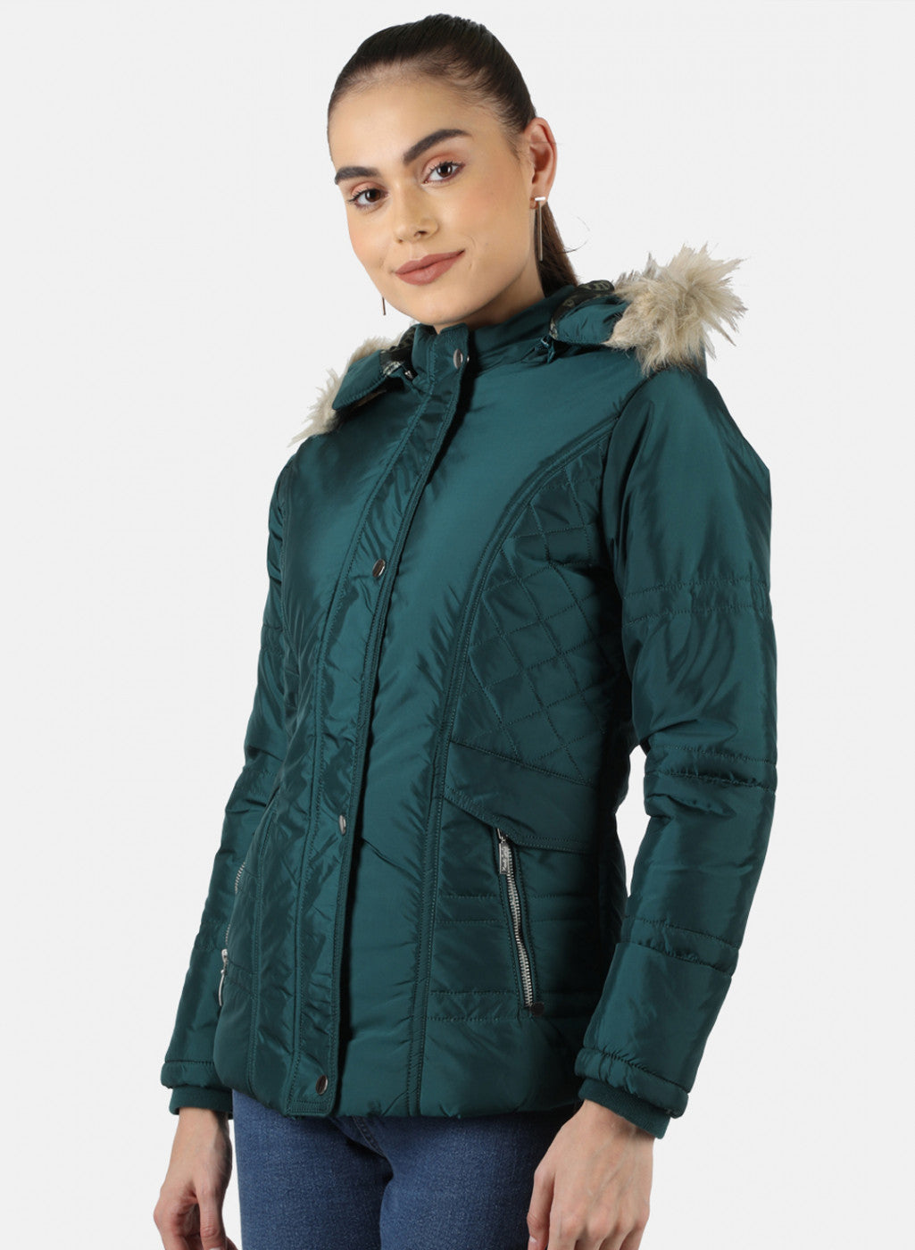 Women Green Solid Jacket