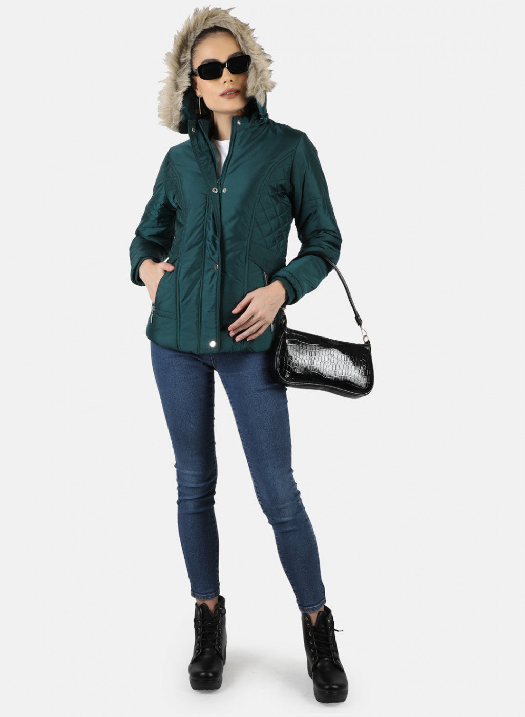 Women Green Solid Jacket