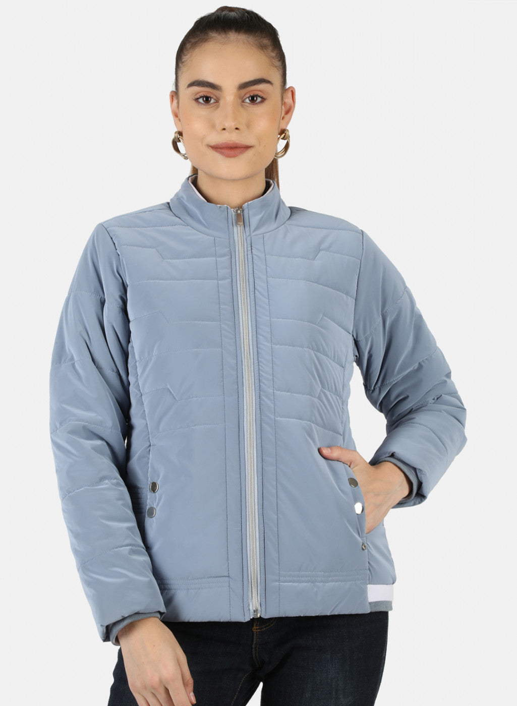 Women Blue Solid Jacket