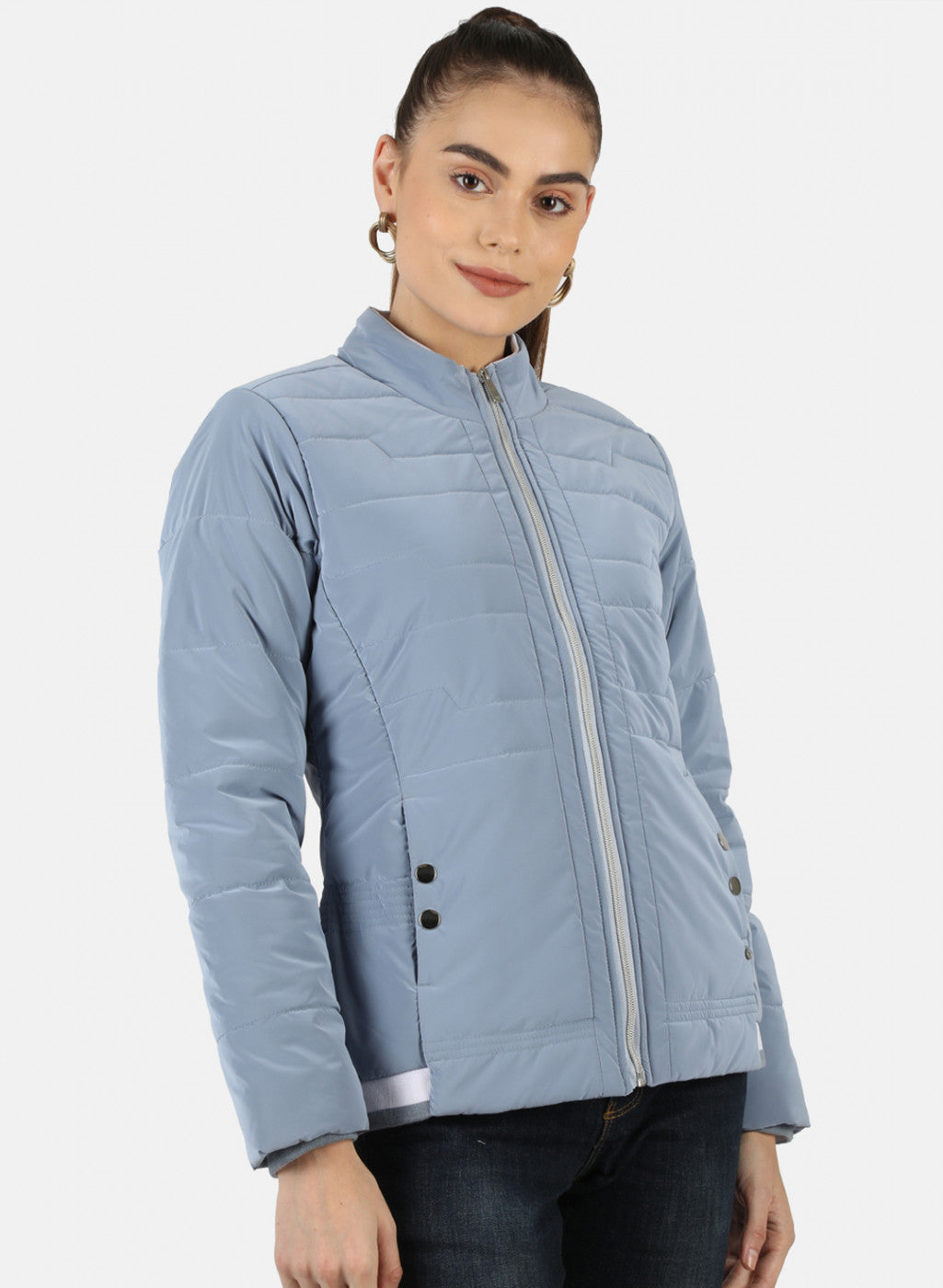 Women Blue Solid Jacket