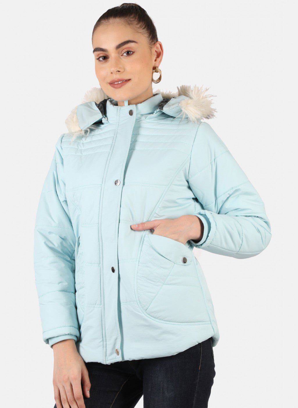 Women Blue Solid Jacket