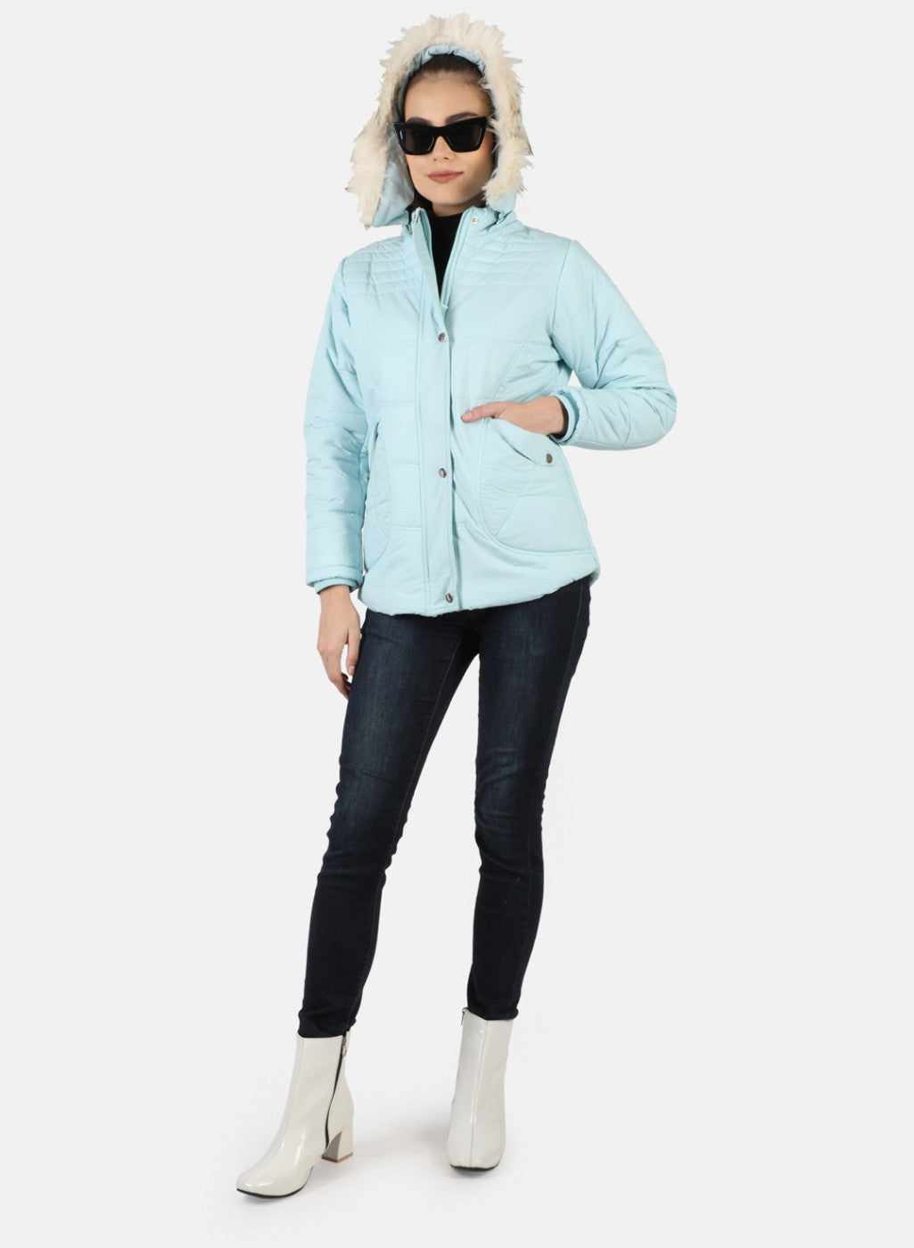 Women Blue Solid Jacket
