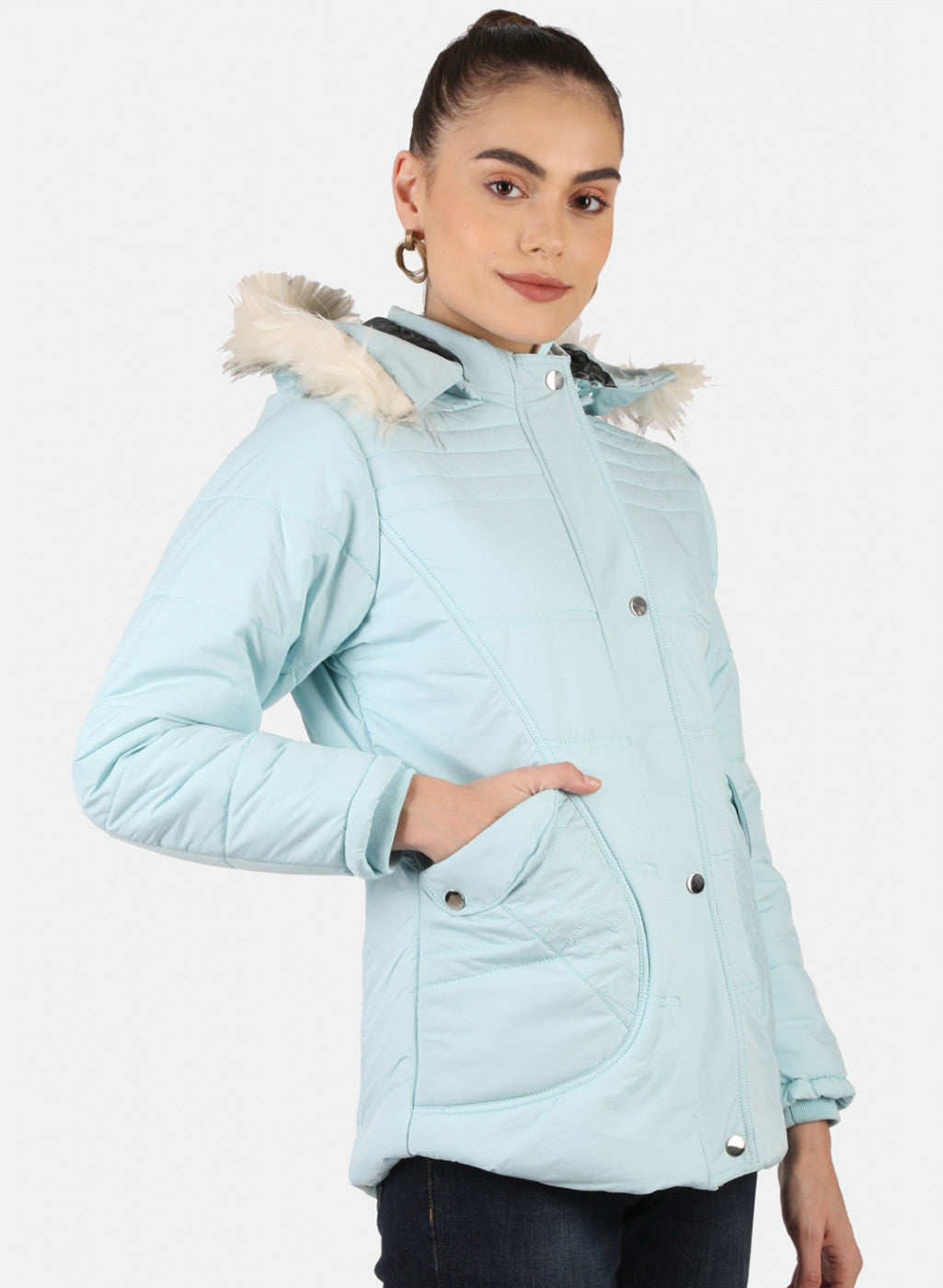 Women Blue Solid Jacket