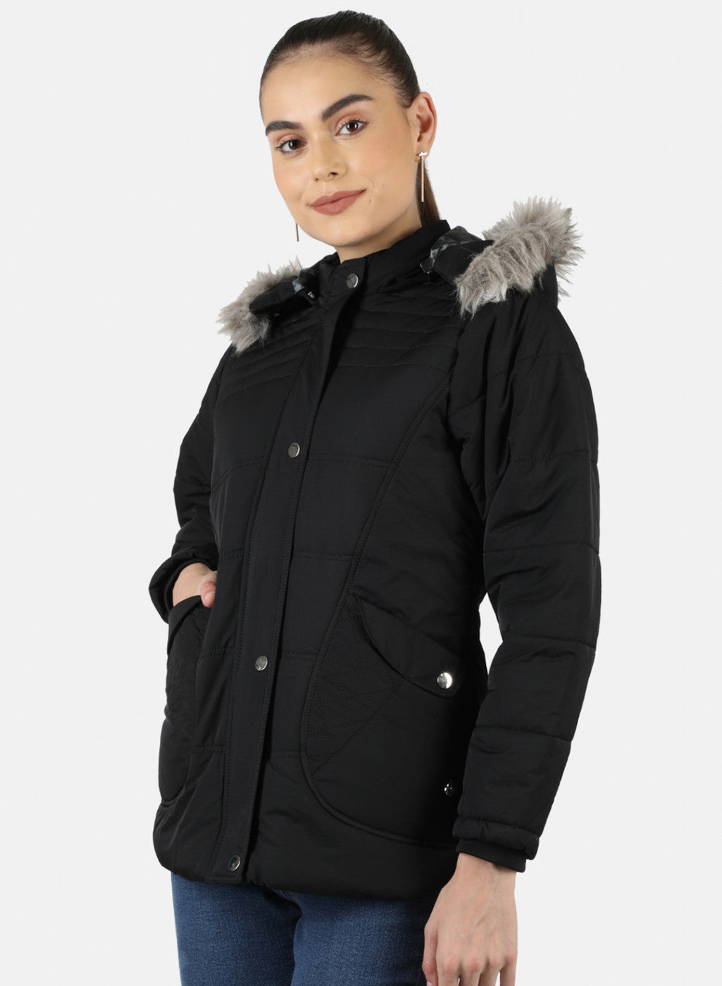 Women Black Solid Jacket