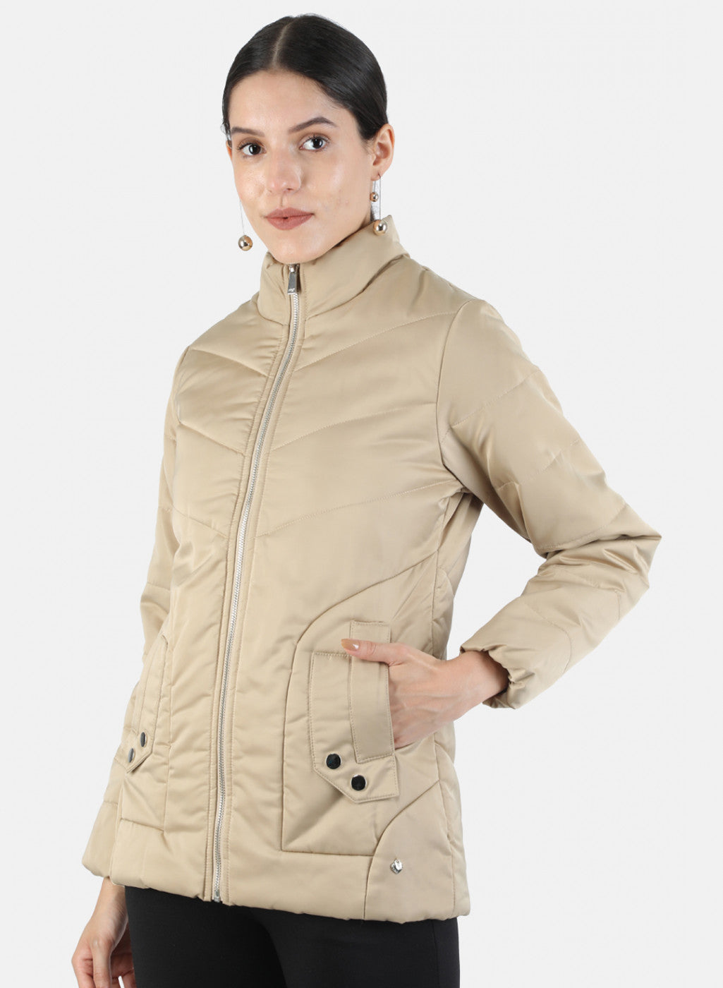 Women Beige Solid Jacket
