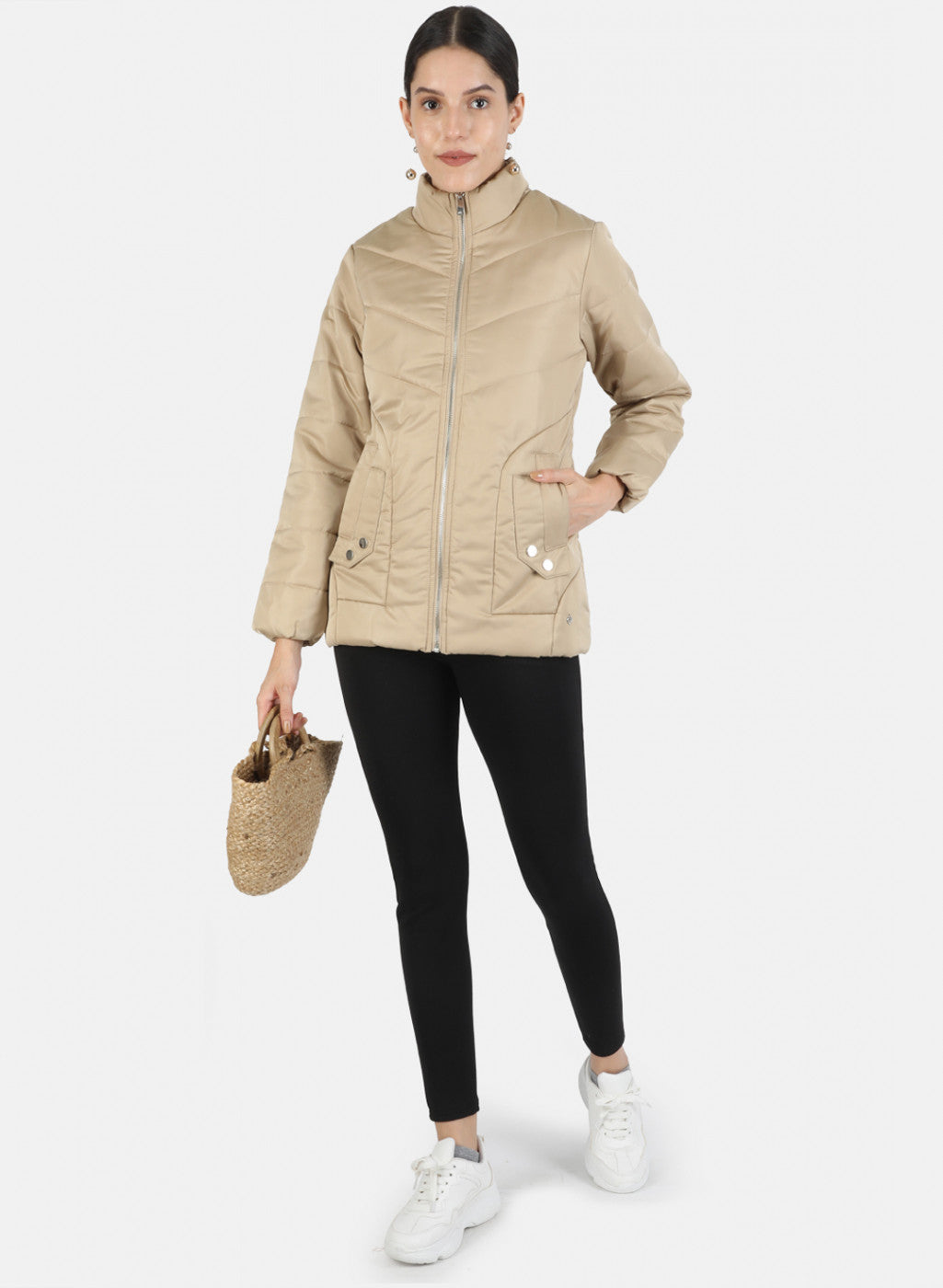 Women Beige Solid Jacket