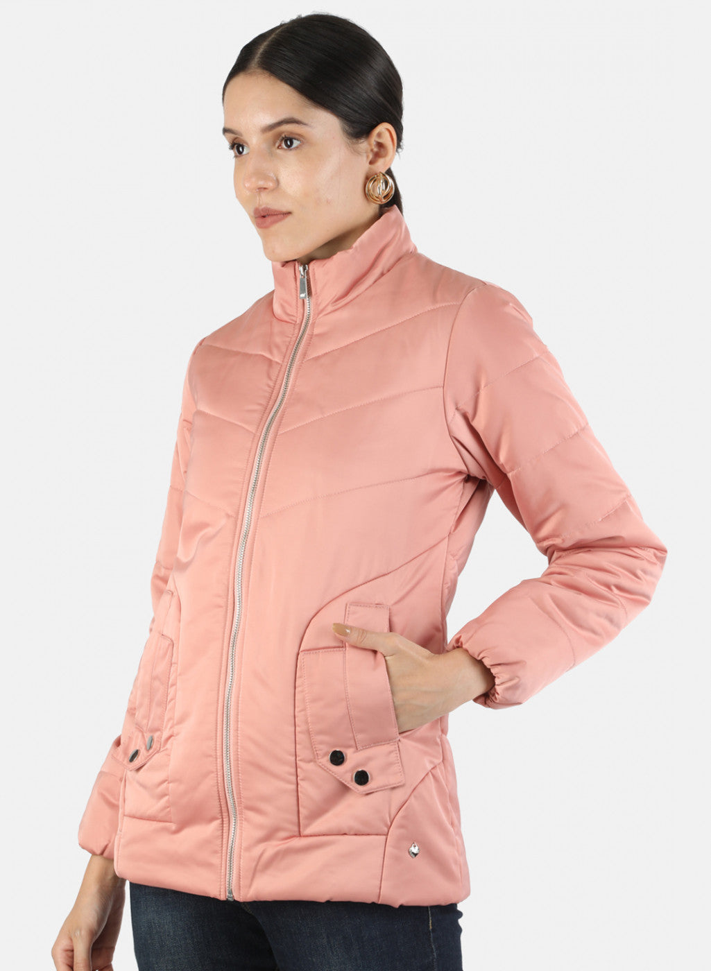 Women Pink Solid Jacket