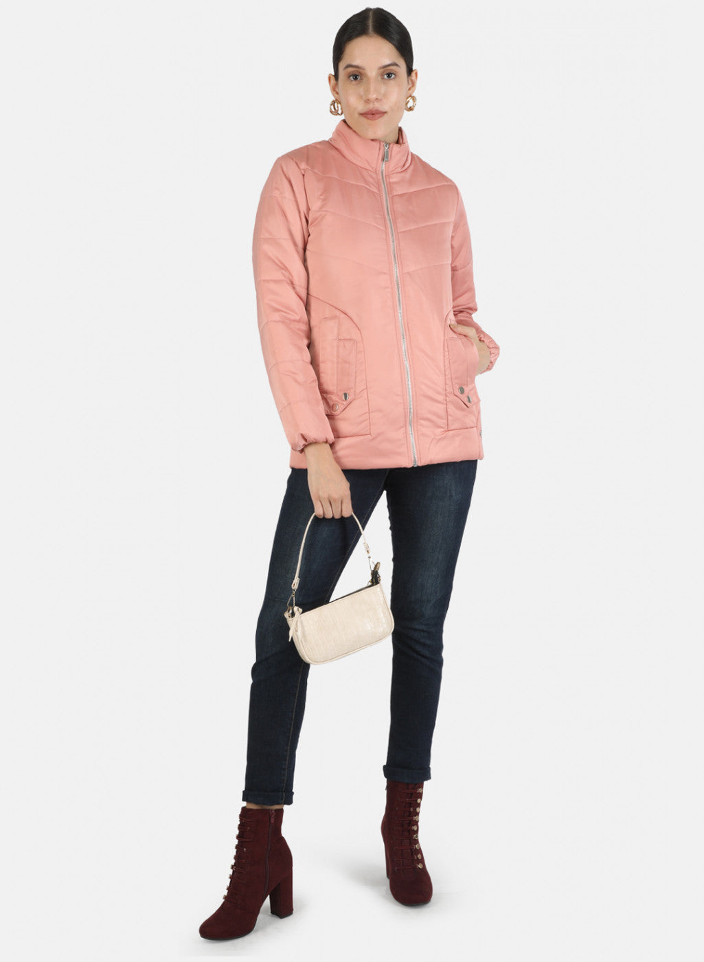 Women Pink Solid Jacket