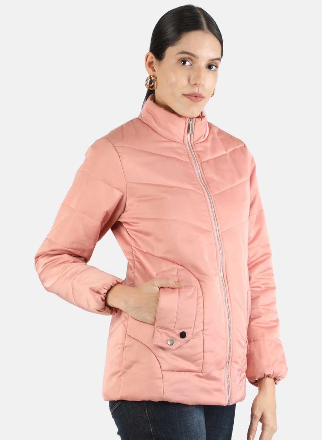 Women Pink Solid Jacket