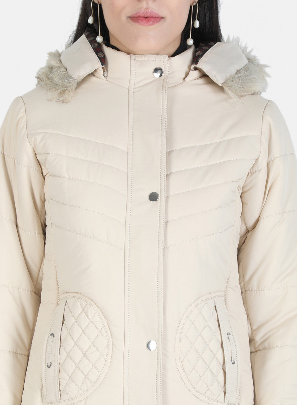 Women Cream Solid Jacket