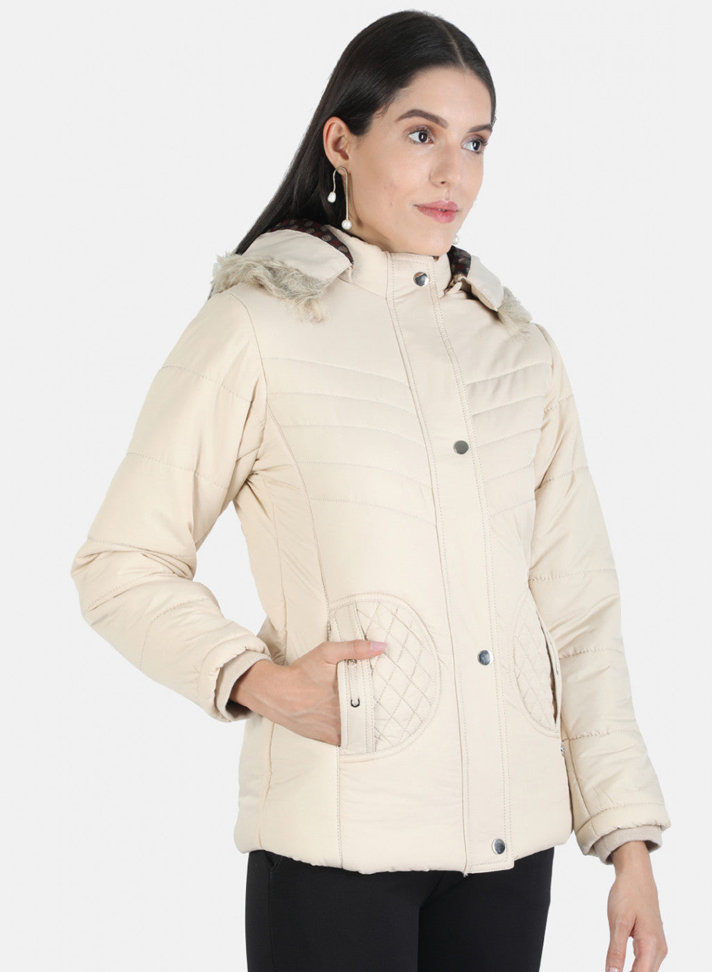 Women Cream Solid Jacket