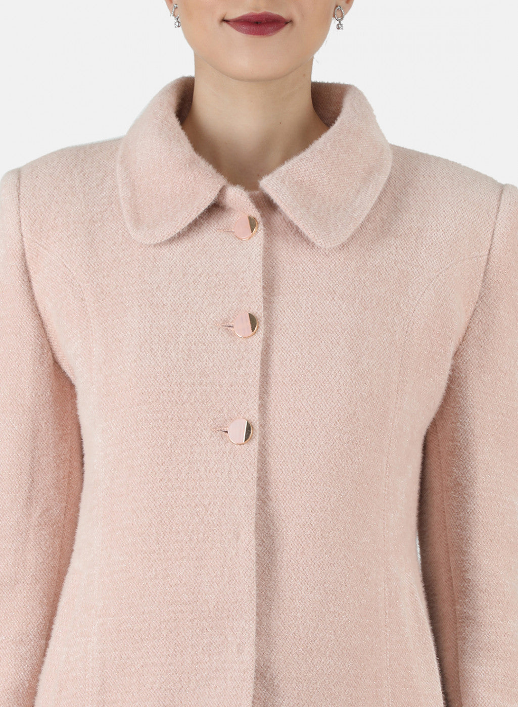 Women Pink Solid Coat