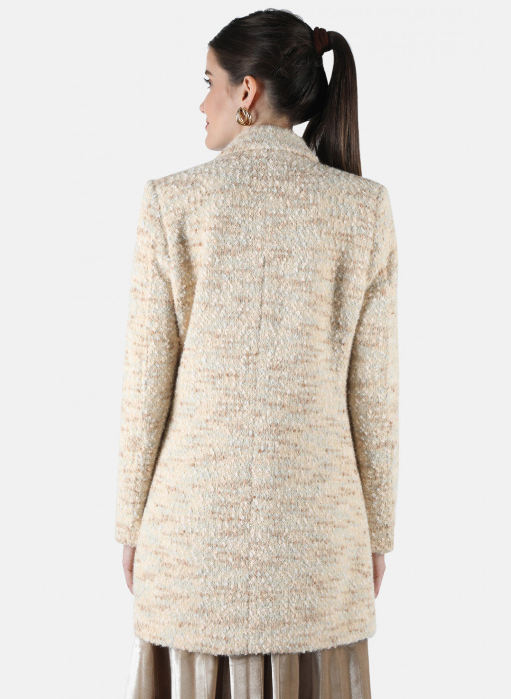 Women Brown Jaquard Coat