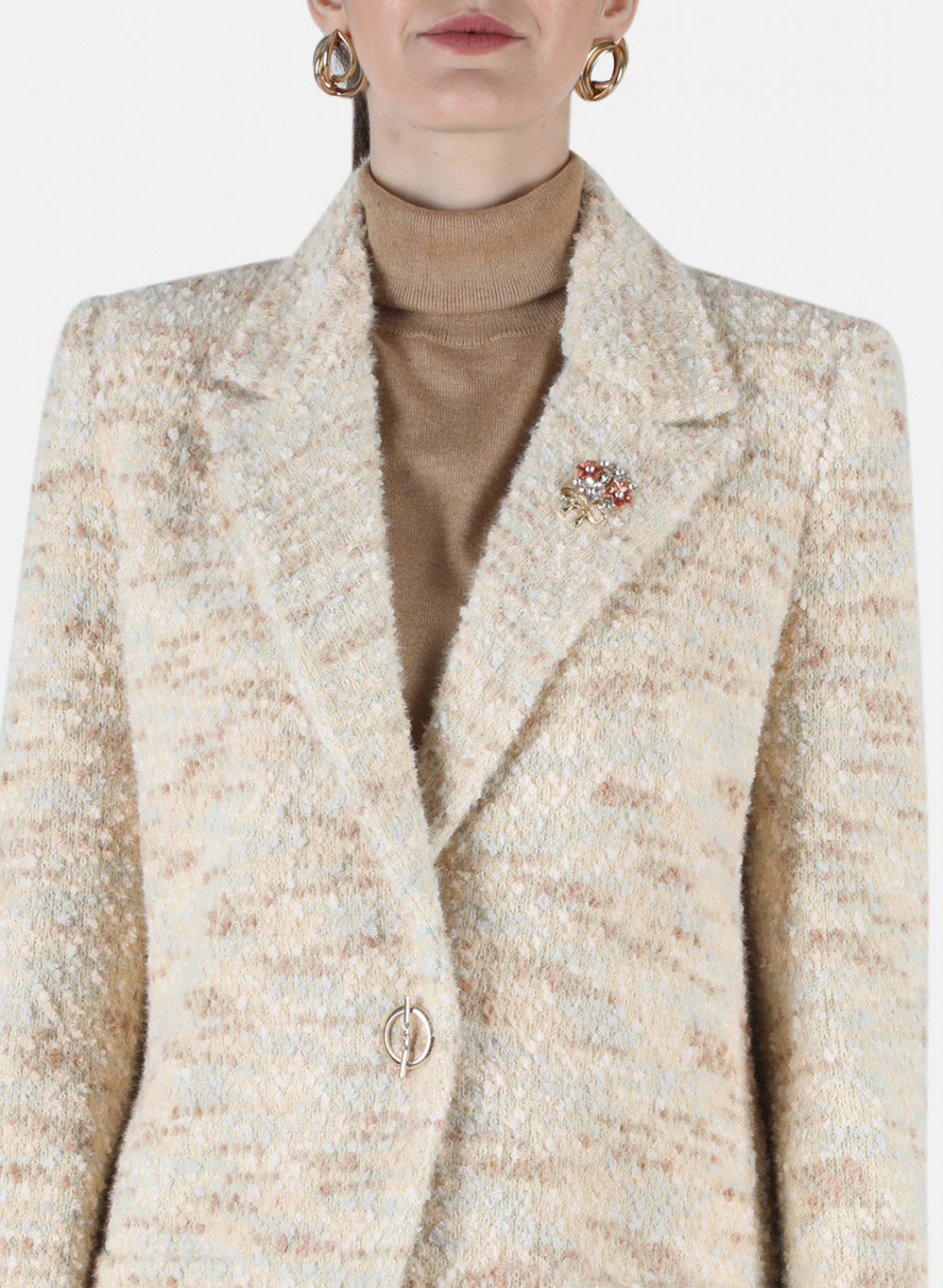 Women Brown Jaquard Coat