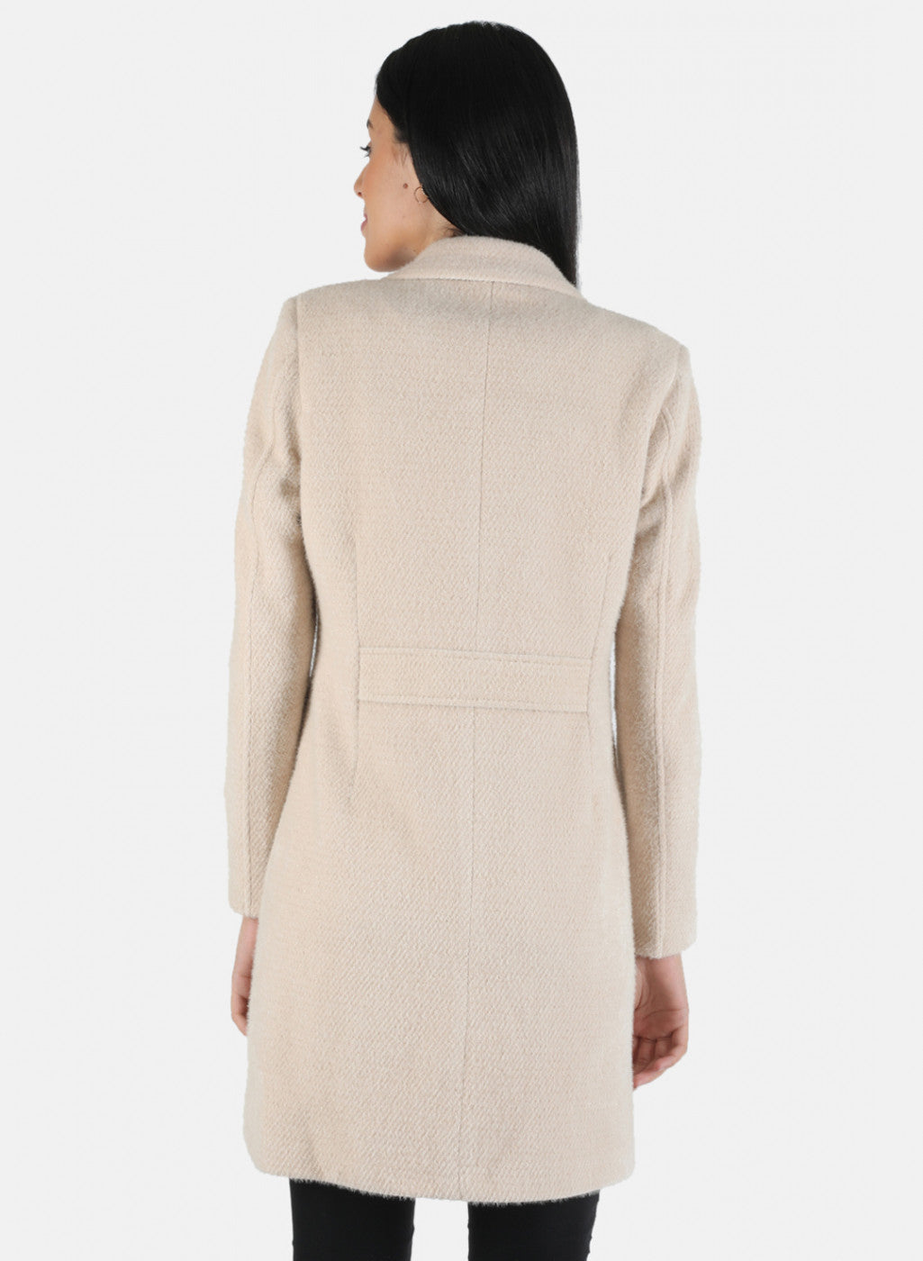Women Beige Solid Coat