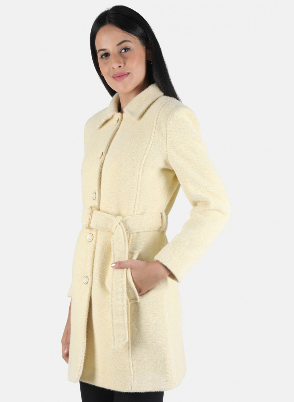 Women Yellow Solid Coat