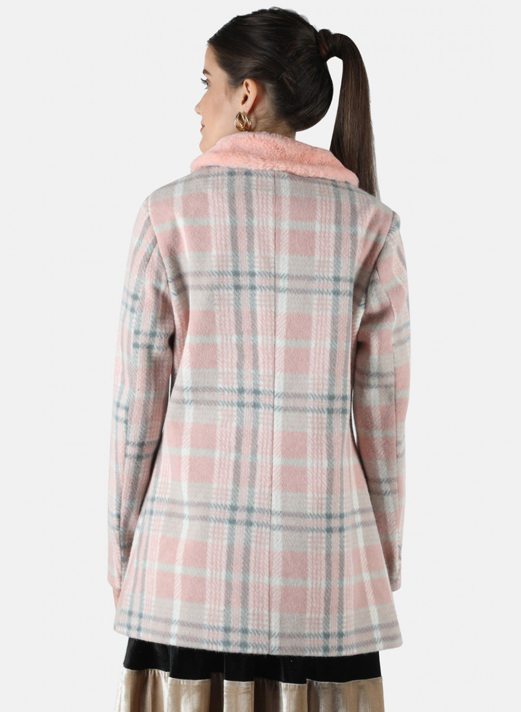 Women Multicolor Check Coat