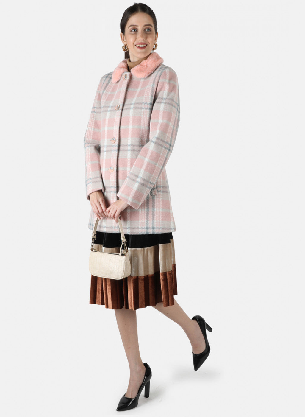 Women Multicolor Check Coat