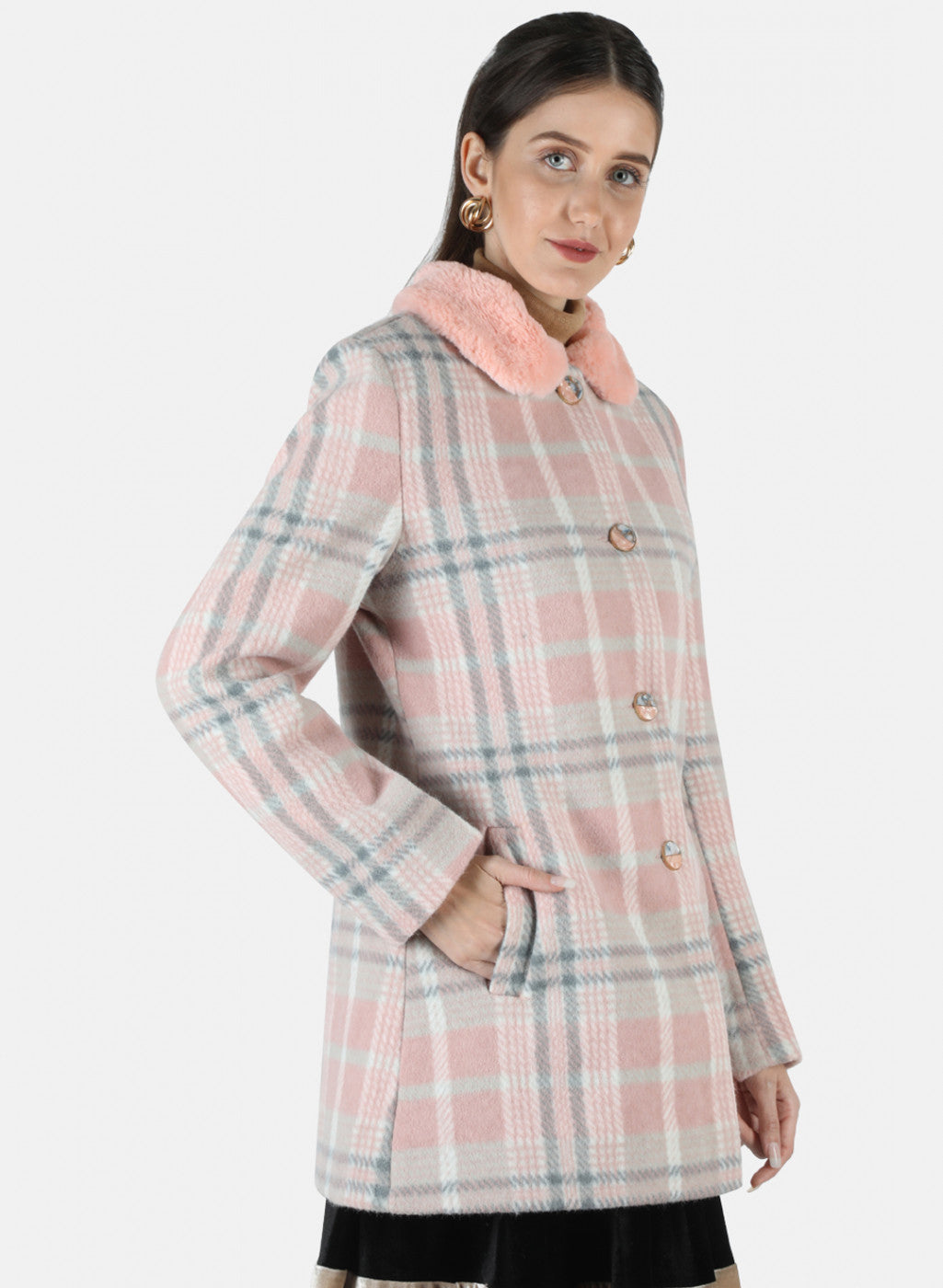 Women Multicolor Check Coat