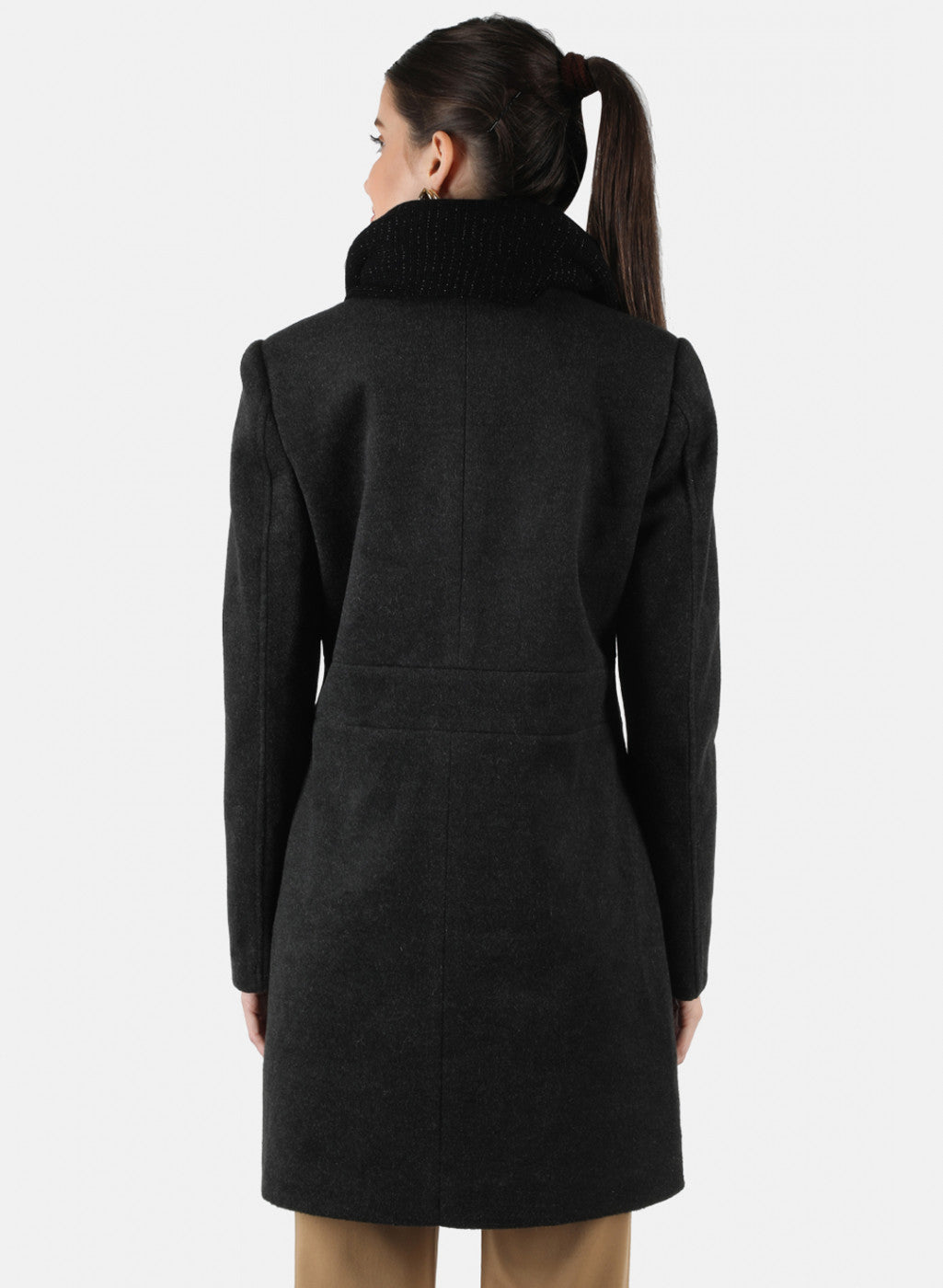 Women Black Solid Coat