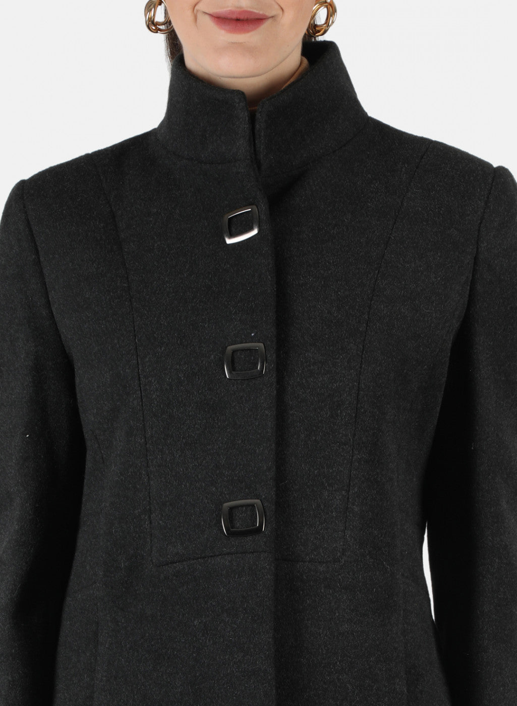 Women Black Solid Coat