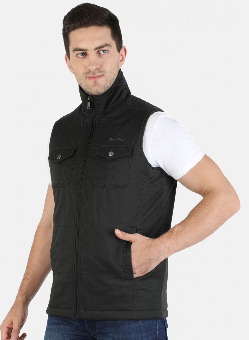 Men Black Solid Jacket