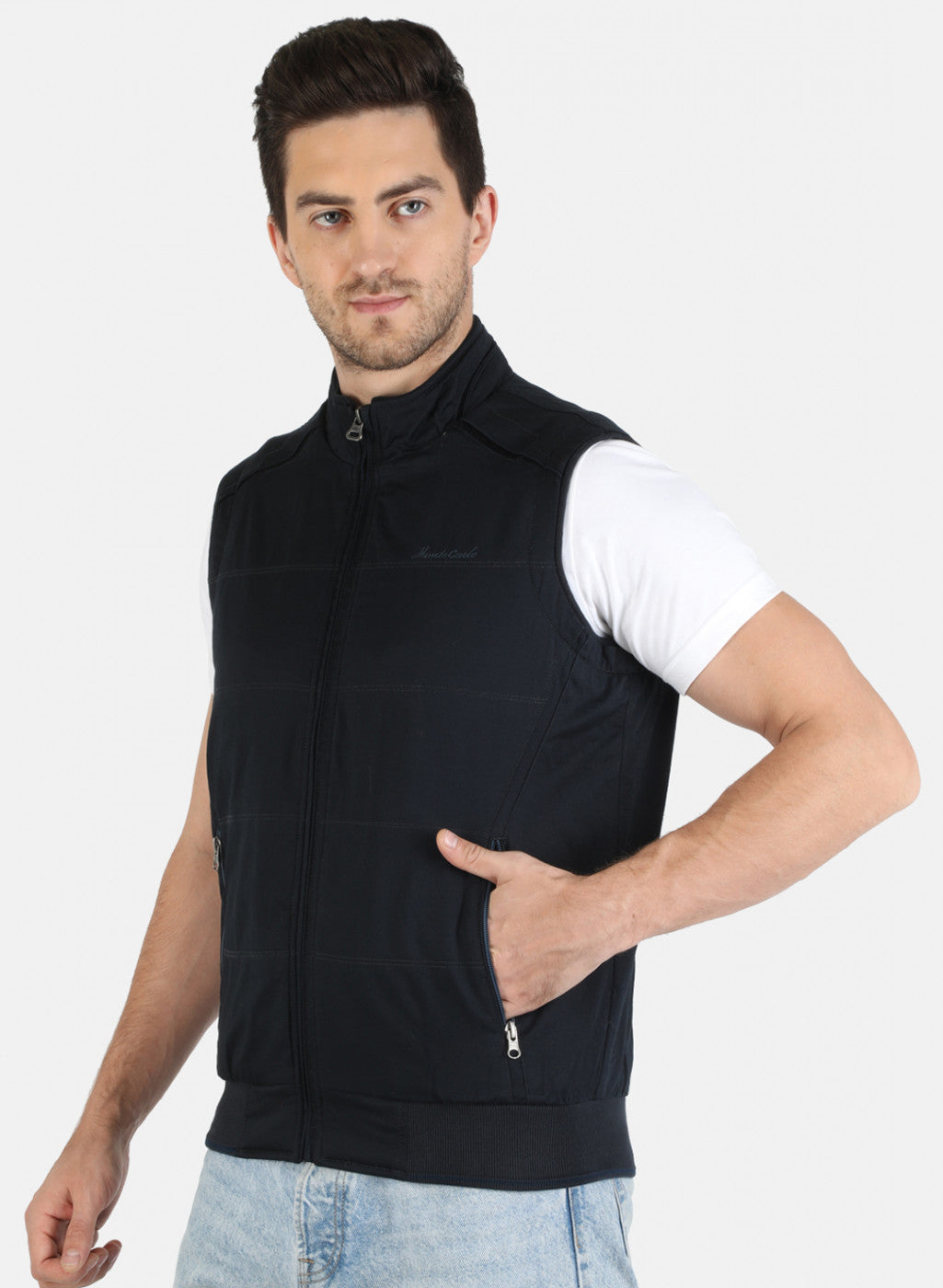 Men NAvy Blue Solid Jacket