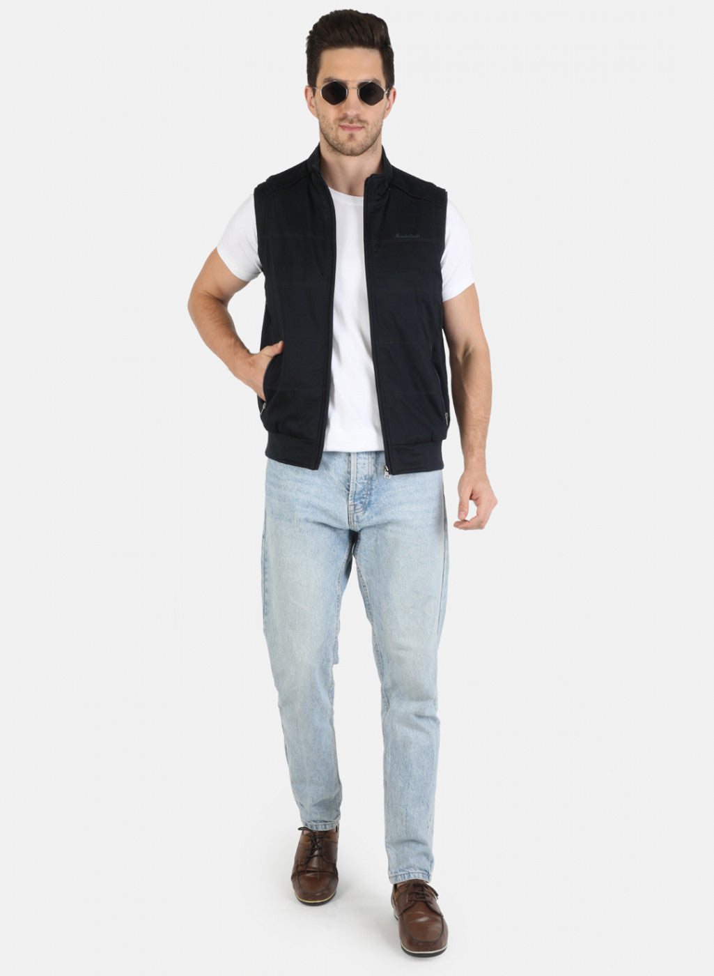 Men NAvy Blue Solid Jacket