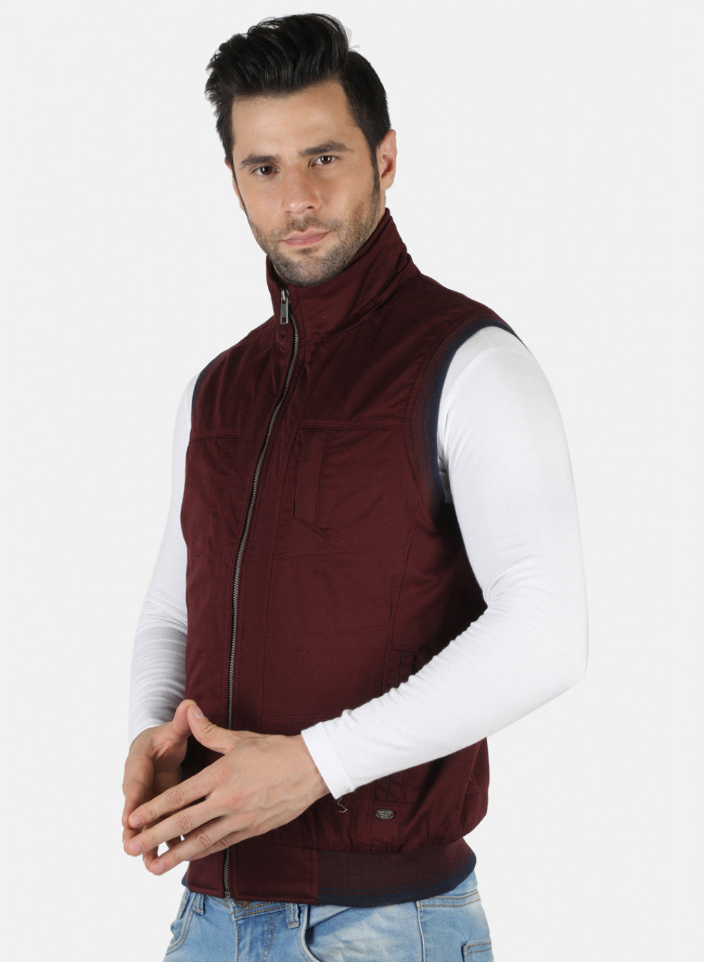Men Purple Solid Jacket