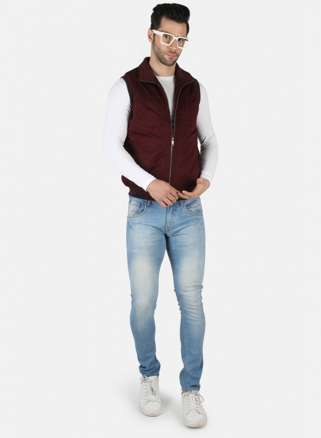 Men Purple Solid Jacket
