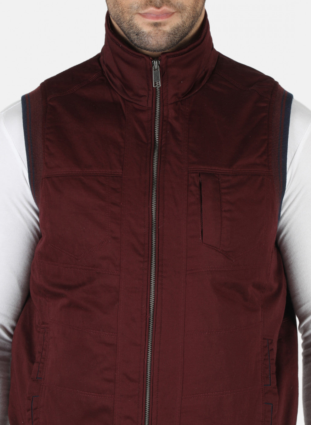 Men Purple Solid Jacket