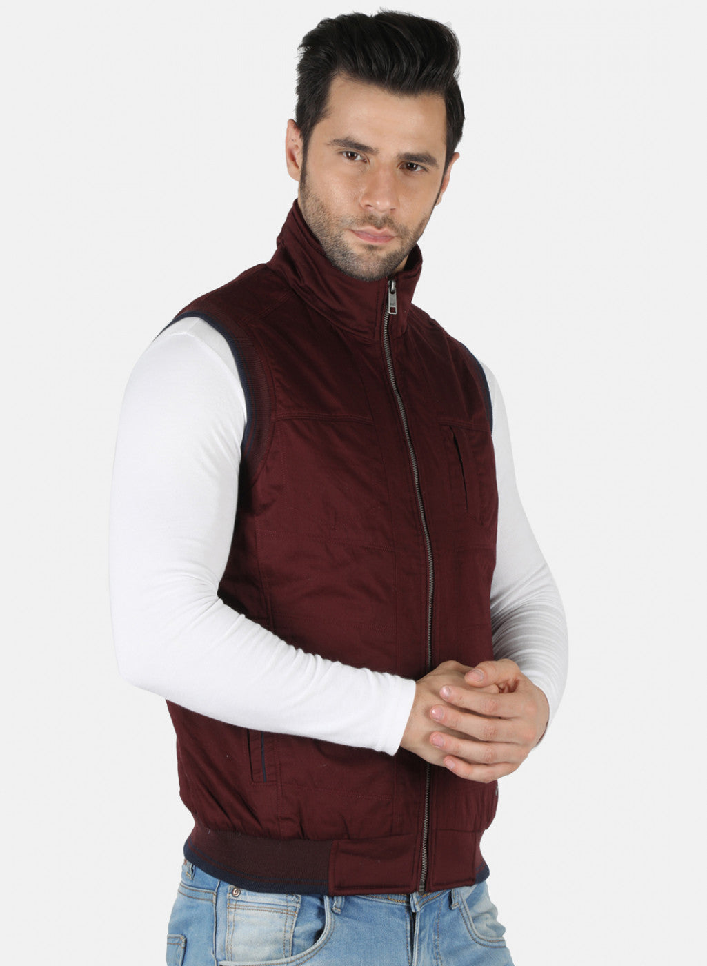 Men Purple Solid Jacket