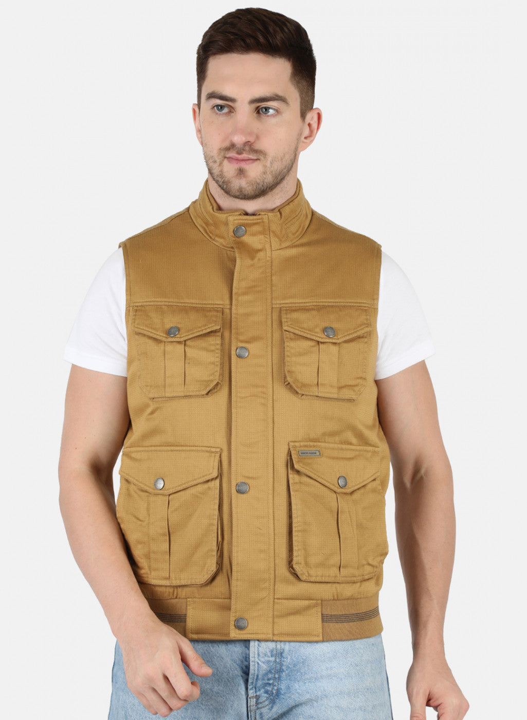 Men Khaki Printed Jacket
